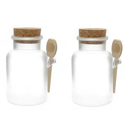 2 Bouteilles en ABS Transparentes Remplissables de 200ml/6.8oz avec Couvercle en Bois et Cuillère pour Cosmétiques, Poudres, Crèmes (DIY) 2 Bouteilles en ABS Transparentes Remplissables de 200ml/6.8oz avec Couvercle en Bois et Cuillère pour Cosmétiques, Poudres, Crèmes (DIY)