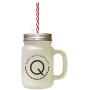 Black Alphabet Q, Queen Quack Quite Quick Frosted Glass Mason Jar With Straw