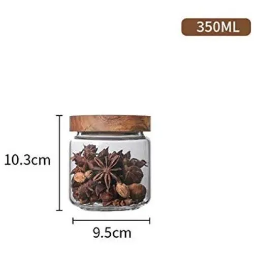 Bambusdeckel Glas Behälter für 350/650/950ml/1250ml/1550ml Getreide Tee-Blatt Kaffee Bohne Süßigkeiten Lebensmittel Dose mit 400ml Deckel