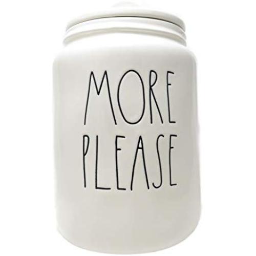 Rae Dunn &quotMORE PLEASE" ARTISAN LARGE LETTER (LL) CANISTER