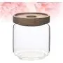 UPKOCH Glass Food Storage Jar Canister with Clip Top Bamboo Lids Glass Storage Container for Loose Tea Coffee Bean Sugar Salt 500ML