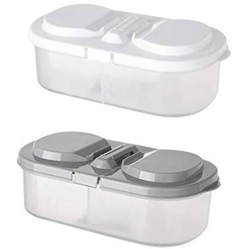Double Compartment Buckle Storage Jar Transparent Food Storage Container Kitchen & Household Organization for Dry goods Spices and More