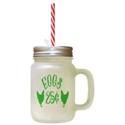 Green Eggs 25C Frosted Glass Mason Jar With Straw