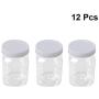 Hemoton 12pcs Clear Plastic Jars Spice Storage Container Airtight Leakproof Plastic Storage Containers with Ribbed Liner Screw On Lids(360ml)