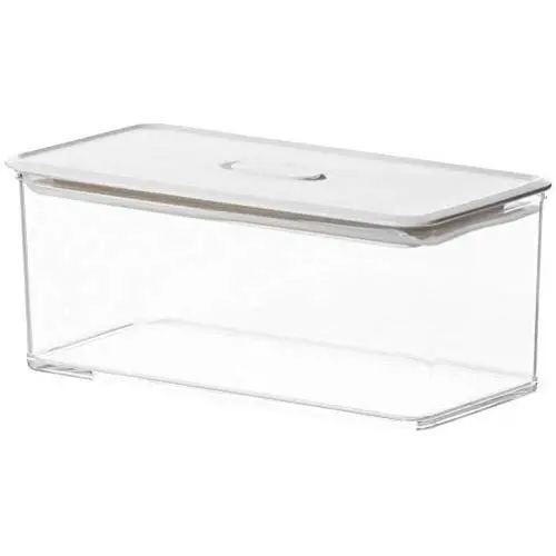 HOMELUNY Set of 4 Clear Crisper Airtight Plastic Food Jars Food Storage Refrigerator Airtight Crisper 1000ml for Candy, Cookie, Rice, Sugar,Flour,Snacks Keeping Food Dry & Fresh
