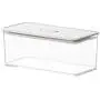 HOMELUNY Set of 4 Clear Crisper Airtight Plastic Food Jars Food Storage Refrigerator Airtight Crisper 1000ml for Candy, Cookie, Rice, Sugar,Flour,Snacks Keeping Food Dry & Fresh