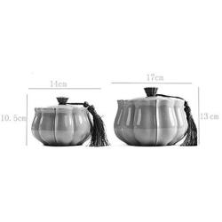 Cereal Containers Ceramic Tea Cans, Household Kitchen Storage Moisture-proof Cans Containers (color : A, Size : D14H10.5CM)