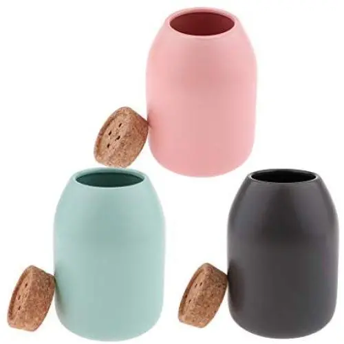 Flameer Pack 3, Kitchen Canister, Food Storage Container, Ceramic Pot Jar for Cereal Tea Sugar Serving Button Cork Stopper 800ml Flameer Pack 3, Kitchen Canister, Food Storage Container, Ceramic Pot Jar for Cereal Tea Sugar Serving Button Cork Stopper 800ml