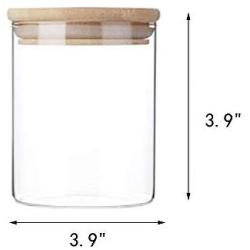 Cshopping 4PCS Glass Storage Jar, 500ML Glass Food Storage Container, Air Tight Glass Canisters with Bamboo Lids, Perfect Container for Kitchen, Food Container for Candy, Cereal, Beans