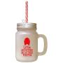 Red Little Monsters Brush Their Teeth Frosted Glass Mason Jar With Straw