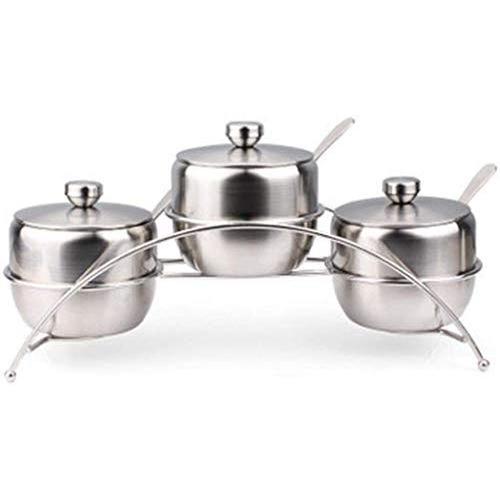 DUDDP Storage Spice lar set Stainless Steel Spice Jar Set Salt Sugar Seasoning Box Spice Container Condiment Pot Cruet Bottle Kitchen Cooking Tool