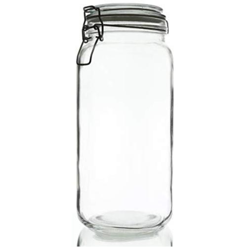 Swing-Top Food Storage Glass Jar Canister in Clear Glass, 67 Ounce