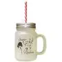 Black Scatter Kindness #1 Frosted Glass Mason Jar With Straw