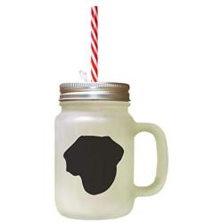 Black Braque Du Puy Silhouette Frosted Glass Mason Jar With Straw