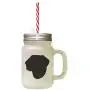 Black Braque Du Puy Silhouette Frosted Glass Mason Jar With Straw