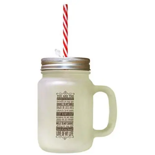 Brown You Peanut Butter Twinkle In Eye Shake Bake Frosted Glass Mason Jar With Straw Brown You Peanut Butter Twinkle In Eye Shake Bake Frosted Glass Mason Jar With Straw