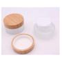 1Pcs Round Frosted Glass Cream Jar Glass Bottle with Inner Liners and Environmental Bamboo Lids Empty Makeup Container Dispenser Pots for Cream Lotion DIY Beauty Items Travel Size 100g/100ml