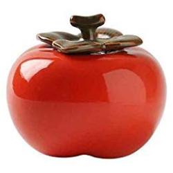 QIANZICAI Tea Cans, Red Persimmon Ceramic Storage Jars, Everything Goes Well, Creative Gifts, Gifts/Ornaments Tea Ceremony Accessories