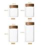HOUSIYU Sealed Can, Borosilicate Glass Candy Jar, with Rubber Wood Screw Cap, Suitable for Confectionery Dried Fruit Seasoning Food Storage Container, 8.5x10cm