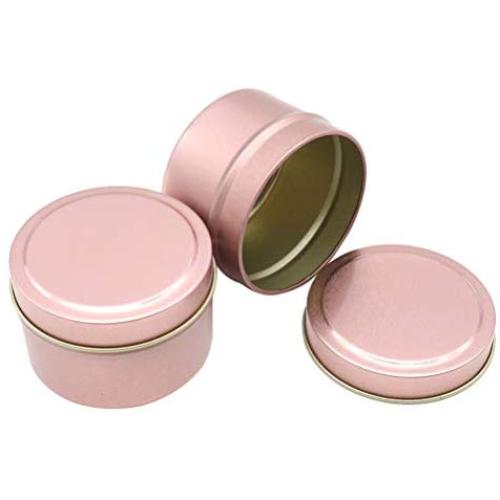 5er Set Runden Kerzentiegel Süßigkeitenbehälter mit Deckeln – Aufbewahrungsdose für Tee/Süßigkeiten – 6,5 x 4,5 cm, 100 ml, 3,5 oz (Roségold)