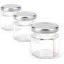 Tebery 30 Pack 1.5oz Mini Hexagon Glass Jars with Silver Plastisol Lined Lids for Spices, Honey, Canning, Gifts and Crafts