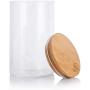 16 oz Premium Borosilicate Clear Glass Jars with Bamboo Silicone Sealed Lid (2 Pack) + Labels