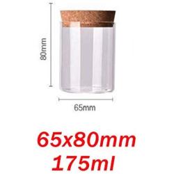 9 Size Glass Jar With Lid Cork Column Airtight Canister Storage Bottles Jars Grains Tea Leaf Coffee Beans Candy Food Jar,65X80Mm 175Ml