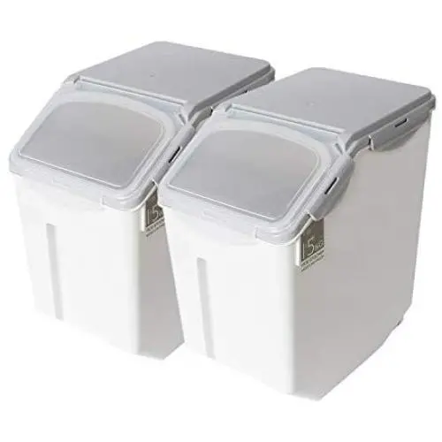 Boîte de Farine pour Cuisine avec Roulettes, Couvercle Scellé, Récipient de Stockage de Riz en PP (80 tasses / 33 lb), Pack de 2 Boîte de Farine pour Cuisine avec Roulettes, Couvercle Scellé, Récipient de Stockage de Riz en PP (80 tasses / 33 lb), Pack de 2