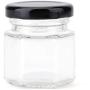 Tebery 1.5oz Mini Hexagon Glass Jars with Black Plastisol Lined Lids and Labels (Pack of 30)