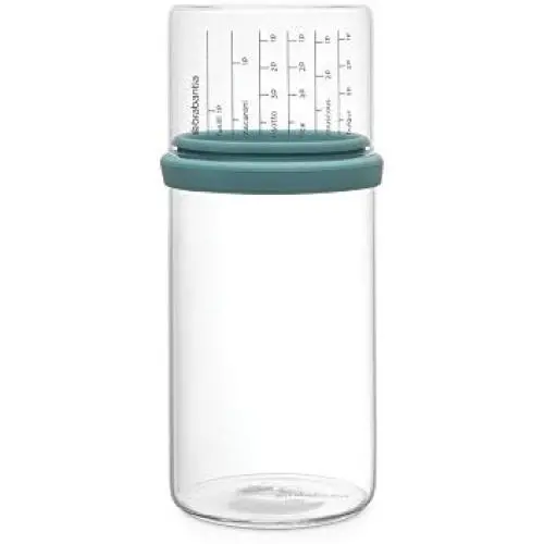 Bocal de Rangement en Verre Brabantia avec Tasse Mesurante, 1L, Vert Menthe, 10,4 x 10,4 x 23 cm Bocal de Rangement en Verre Brabantia avec Tasse Mesurante, 1L, Vert Menthe, 10,4 x 10,4 x 23 cm
