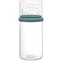 Brabantia Glass Storage Jar with Measuring Cup, 1L, Mint, 10.4 x 10.4 x 23 cm