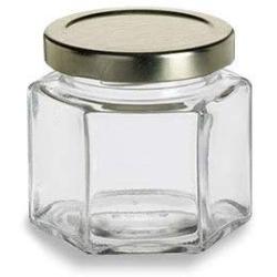 4 oz Hexagon Glass Jar with Gold Lids (12 Pack) by Packaging For You