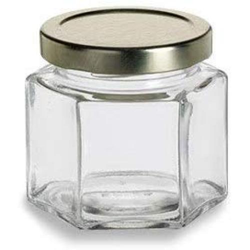 4 oz Hexagon Glass Jar with Gold Lids (12 Pack) by Packaging For You