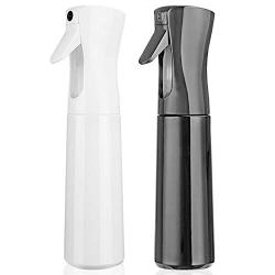 Hair Spray Bottle Empty Plastic Trigger Spray Bottle Refillable Fine Mist Sprayer Bottle 2 Pack 10oz /300ml for Hair Styling, Cleaning, Garden Continuous Water Mister (Black+White)