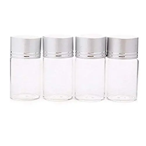 12PCS 5ML Clear Glass Vials Bottle Jars Pot Container With Silver Screw Lids For Essential Oils Cosmetics Liquid Water Lab Sample Sampling Powders