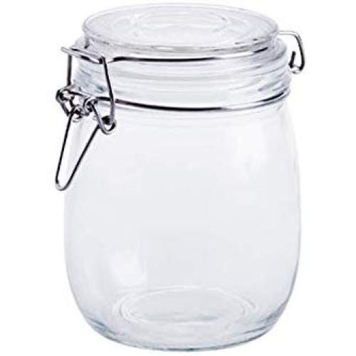 Clear Glass Candy Jar with Lid - Wide Mouth Preserving Jar Cookie Container Tea Storage Canisters Food Storage Container (750 ML/25 OZ)