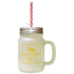 Yellow Goat Cheese Wholesome Goodness Frosted Glass Mason Jar With Straw