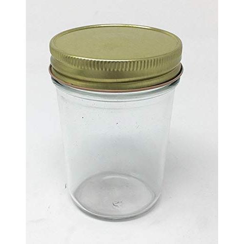 8 oz Mason (Jelly) Half Pint Glass Jars with Metal Lids by Richards Packaging 12 Pack for Canning Tapered Sides