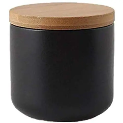 OnePine Luftdichte Gläser mit Bambusdeckel, Keramik Aufbewahrungsbehälter für Tee, Zucker, Kaffee, Gewürze & mehr (260 ml/9 oz)