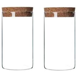 Hisght 2 Pcs 300ML 10OZ Glass Food Storage Jar Bottles Cans Case Holder Food Storage Container Canister Sealed Tank with Seal Cork Lid for Tea Spice Coffee and More(Clear)