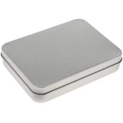 joyMerit Small Tin Box Container, Rectangular Tin Storage Case - 1.5 x 8.5 x 2.3 cm, Silver
