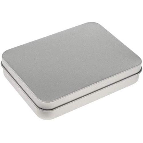 joyMerit Small Tin Box Container, Rectangular Tin Storage Case - 1.5 x 8.5 x 2.3 cm, Silver