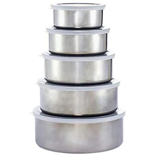 Has_Shop 5 Pcs Stainless Steel Food Storage Bowl with Lid BPA Free Kitchen Accessories