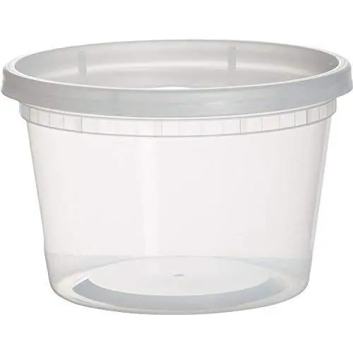 Paksh Kunststoffbehälter für Lunch / Mittlere Speisenbehälter mit Deckeln, bruchsicher, mikrowellengeeignet, spülmaschinenfest, 16 Unzen, 36er Pack