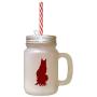 Maroon Maine Coon Cat Silhouette #1 Frosted Glass Mason Jar With Straw