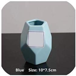 Makeup Brush Ceramic Storage Jar Pink Ceramic Storage Bottle Cosmetic Storage Organizer Pen Holder Desktop Ceramic Container,Blue - Small