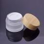 Lurrose Travel Cream Jars Environmental Bamboo Lid Frosted Glass Bottle Cream Jars Travel Bottle Empty Cosmetic Container Pot with Inner Liner 5pcs