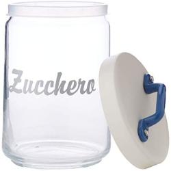 Italo Ottinetti Glass Storage Jars with Hermetic Lid Blue 1 Litre Zu, one Size