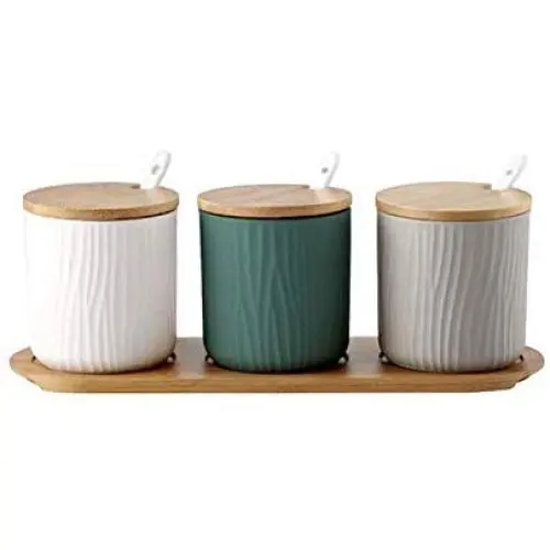 9,5x28,5 Cm Kreative Nordic Stil Keramik Gewürz Glas Set Gewürz Box Salz Shaker Küche Kit Wei? Condiment bottles (Farbe : Mixed color)
