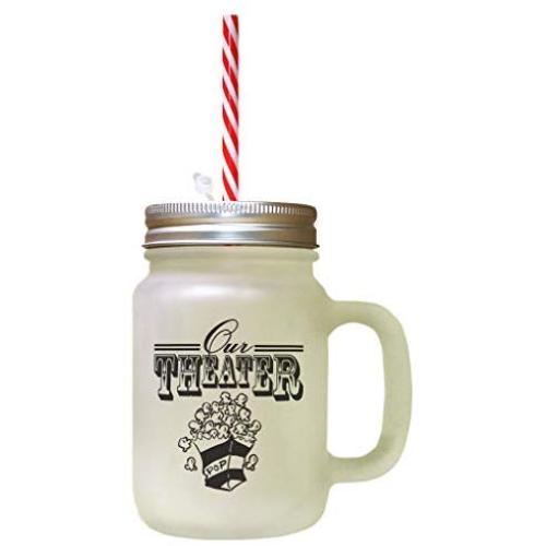 Schwarzes Theater Mason Jar mit Frostglas und Strohhalme
